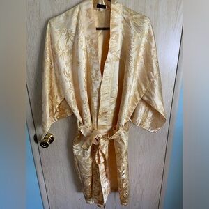 Vintage Old Shanghai San Francisco Gold Brocade Asian Kimono Robe One Size